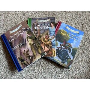 3 Classic Stars Books, Journey To Center Earth Grimm’s Tales Wind In Willows NEW
